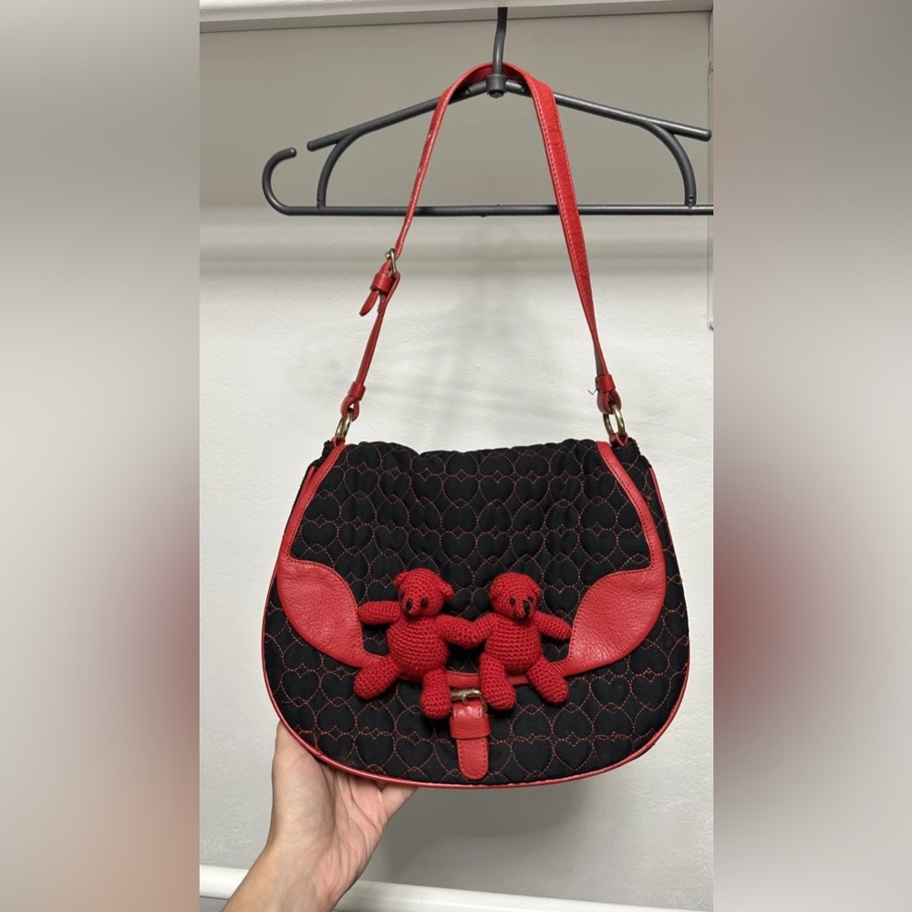 Moschino Red and Black Heart Shoulder Bag